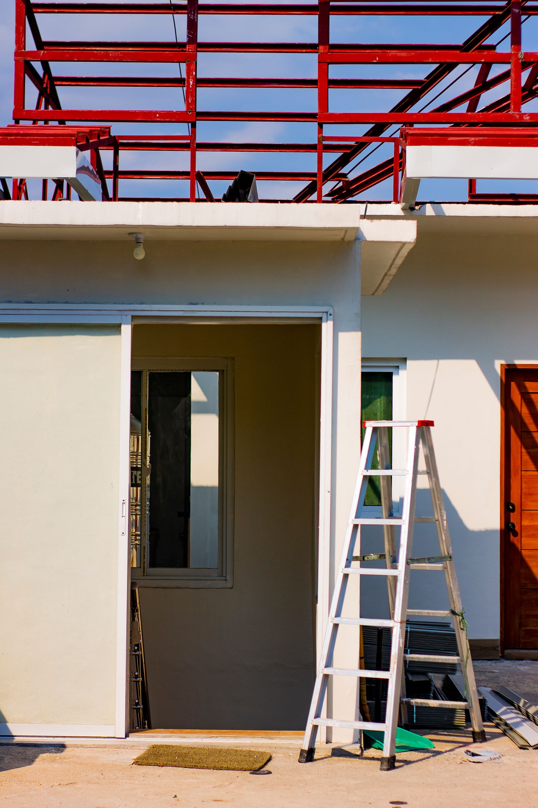 House renovation with exterior scaffolding